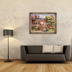 Tablou inramat - Pierre Auguste Renoir - Femeie cules flori in gradina de Les Colettes la Cagnes, 60 x 80 cm - Img 2