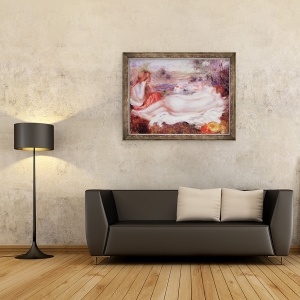 Tablou inramat - Pierre Auguste Renoir - Scaldat si o fata tanara isi face parul, 60 x 80 cm - Img 2