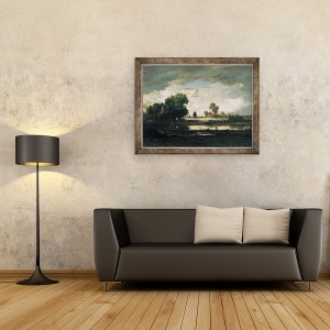 Tablou inramat - Pierre Etienne Theodore Rousseau - Piscina cu un cer furtunos, 60 x 80 cm - Img 2