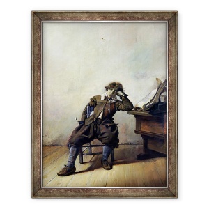 Tablou inramat - Pieter Codde - Un tanar student in studiul sau sau, Fumatorul, 70 x 90 cm