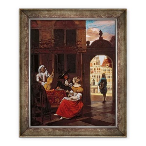 Tablou inramat - Pieter de Hooch - O petrecere muzicala, 50 x 60 cm