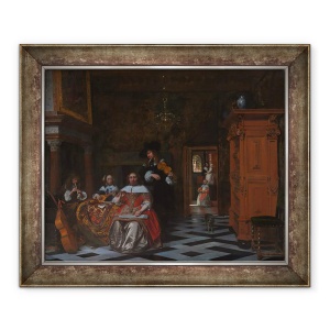 Tablou inramat - Pieter de Hooch - Portret De Muzica Redarea Familiei, 50 x 60 cm