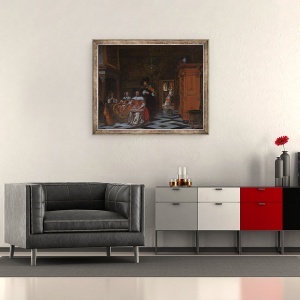Tablou inramat - Pieter de Hooch - Portret De Muzica Redarea Familiei, 50 x 60 cm - Img 2