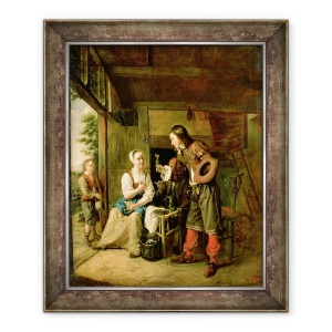 Tablou inramat - Pieter de Hooch - Razboinic si servitor, 70 x 85 cm