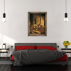 Tablou inramat - Rembrandt Harmensz van Rijn - Un razboinic in gandire, 70 x 90 cm - Img 3