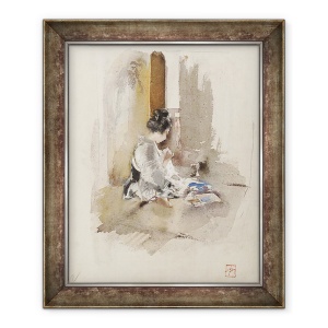 Tablou inramat - Robert Frederick Blum - Fata japoneza de cusut, 50 x 60 cm