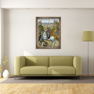 Tablou inramat - Rogier van der Weyden - Sfantul Gheorghe si Dragonul, 70 x 90 cm - Img 2