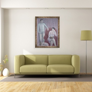 Tablou inramat - Ruth Addinall - Cuplu cu Cat, 60 x 80 cm - Img 2