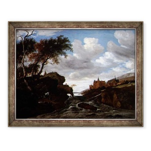 Tablou inramat - Salomon van Ruisdael - Peisaj stancos cu o cascada, 60 x 80 cm