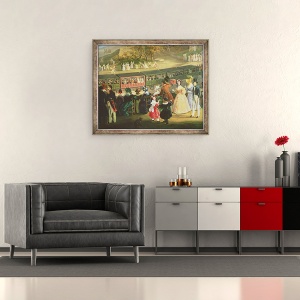 Tablou inramat - Salvatore Fergola - Deschiderea Caii Ferate Napoli Portici in 1839 ulei pe panza, 70 x 85 cm - Img 2