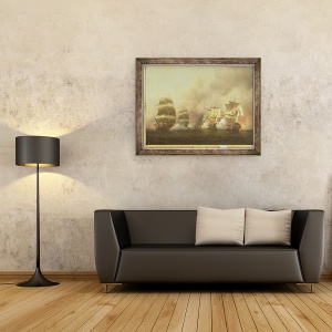 Tablou inramat - Samuel Scott - Actiunea de la Capul Bunei Sperante I, 60 x 80 cm - Img 2