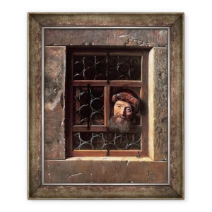 Tablou inramat - Samuel van Hoogstraten - Om la o fereastra, 70 x 85 cm