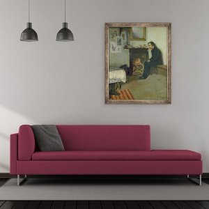 Tablou inramat - Santiago Rusinol i Prats - Boemia portretul lui Erik Satie in studioul sau din Montmartre, 50 x 60 cm - Img 2