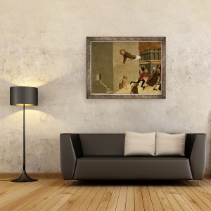 Tablou inramat - Sassetta - Binecuvantat Ranieri Rasini livrarea saracilor din inchisoarea din Florenta, panoul predella al polipticul San Francesco de Borgo San Sepolcro, 60 x 80 cm - Img 2