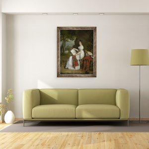 Tablou inramat - Scoala austriaca - Femeie Schita intr-un peisaj, 60 x 80 cm - Img 2