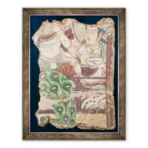 Tablou inramat - Scoala chineza - Fragment reprezentand un paradis budist, din Duldur-Aqur, Xinjiang, 60 x 80 cm