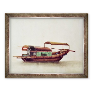 Tablou inramat - Scoala chineza - Un Sampan, 60 x 80 cm