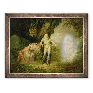 Tablou inramat - scoala engleza - Miranda, Prospero si Ariel, din Furtuna de William Shakespeare, 60 x 80 cm
