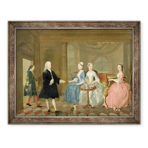 Tablou inramat - scoala engleza - O familie servita cu ceai, 70 x 90 cm