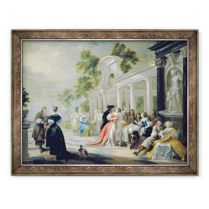 Tablou inramat - Scoala flamanda - Scena de gradina generica, 60 x 80 cm
