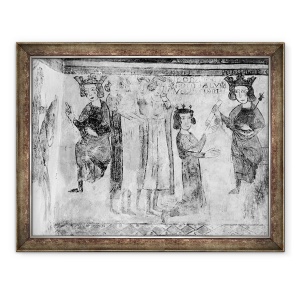Tablou inramat - Scoala franceza - Carol I 1226-85 Contele de Anjou fiind adus corpul lui Manfred, 60 x 80 cm