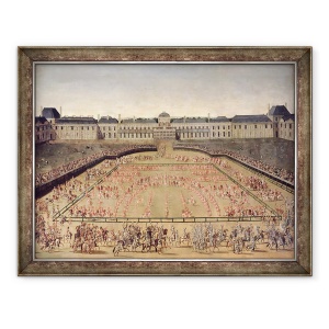 Tablou inramat - Scoala franceza - Carusel dat pentru Ludovic al XIV-lea la Curtea Palatului Tuileries, 70 x 90 cm
