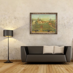 Tablou inramat - Scoala franceza - Gradinile Parintilor Doctrinei Crestine si Abatia Sfantului Victor, 60 x 80 cm - Img 2