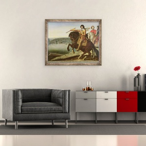 Tablou inramat - Scoala Franceza - Ludovic al XIII-lea la asediul La Rochelle, 70 x 85 cm - Img 2