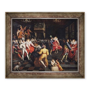 Tablou inramat - Scoala Franceza - Mingea de la Curtea de Valois, 50 x 60 cm