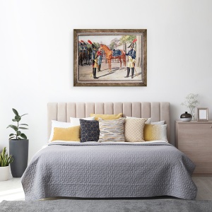Tablou inramat - Scoala franceza - Ofiter si garda a Garzii Regale in 1826, 60 x 80 cm - Img 3