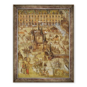 Tablou inramat - Scoala franceza - Place Royale si Carusel in 1612, 70 x 90 cm