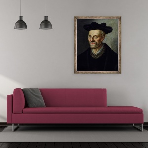 Tablou inramat - Scoala Franceza - Portret De Francois Rabelais c.1494-1553, 70 x 85 cm - Img 2