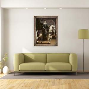 Tablou inramat - Scoala franceza - Portretul ecvestru al Mariei de Medici 1573-1642, 60 x 80 cm - Img 2