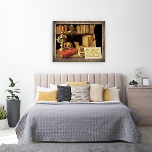Tablou inramat - Scoala franceza - Vanitas cu cadran solar, 70 x 90 cm - Img 3