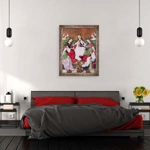 Tablou inramat - Scoala maghiara - Logodna mistica a Sfintei Ecaterina, 70 x 90 cm - Img 3