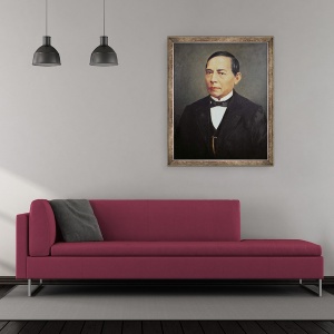 Tablou inramat - Scoala Mexicana - Portret De Benito Juarez, 50 x 60 cm - Img 2