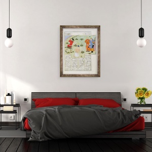 Tablou inramat - Scoala Persana - Doamna C-822 O executie, din Shah-Nameh, sau din Epicul Regilor, 70 x 90 cm - Img 3