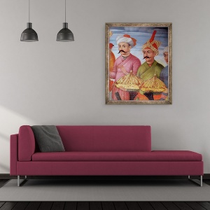 Tablou inramat - Scoala Persana - Oferind purtatori la Receptia pentru Ambasadorul Marelui Moghul la Curtea Shah Tahmasp, 50 x 60 cm - Img 2