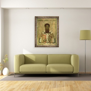 Tablou inramat - Scoala Rusa - Icoana Sfantului Grigorie 335-390 Arhiepiscop de Salonic, 60 x 80 cm - Img 2