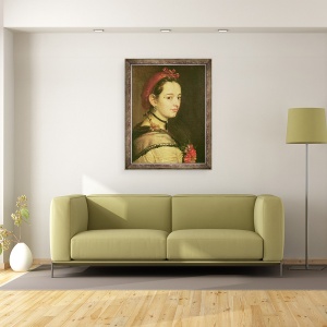 Tablou inramat - Scoala spaniola - Portretul unei femei, 60 x 80 cm - Img 2