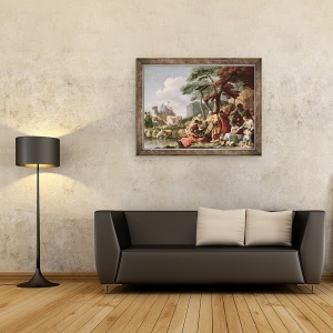 Tablou inramat - Sebastien Bourdon - Jacob ingropand zeii falsi sub stejarul de Shechem, 60 x 80 cm - Img 2