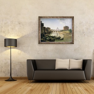 Tablou inramat - Silvestr Fedosievich Shchedrin - Noua Roma cu Castelul SantAngelo, 60 x 80 cm - Img 2