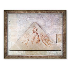 Tablou inramat - Simone Martini - Timpanul il infatiseaza pe Hristos Mantuitorul inconjurat de ingeri, 70 x 90 cm