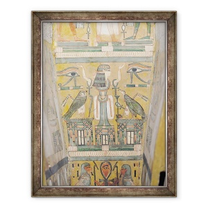Tablou inramat - Third Intermediate Period Egyptian - Interiorul sicriului lui Imenemipet care prezinta ochiul wedjat si o femeie cu brate ridicate, 70 x 90 cm