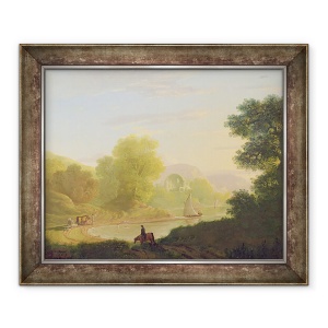 Tablou inramat - Thomas Jones - O scena de coasta imaginara, cu Templul lui Venus la Baiae, 50 x 60 cm