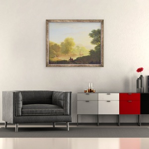 Tablou inramat - Thomas Jones - O scena de coasta imaginara, cu Templul lui Venus la Baiae, 50 x 60 cm - Img 2