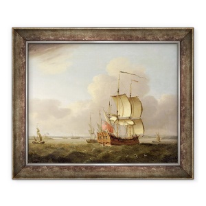Tablou inramat - Thomas Mellish - Transport maritim in estuarul Tamisei, 70 x 85 cm