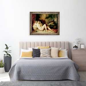 Tablou inramat - Titian - Danae Primirea Dusului de Aur, 70 x 90 cm - Img 3