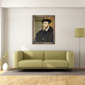 Tablou inramat - Titian - Detaliu al Portretului imparatului Carol V 1488-1576 1548 ulei pe panza, 70 x 90 cm - Img 2