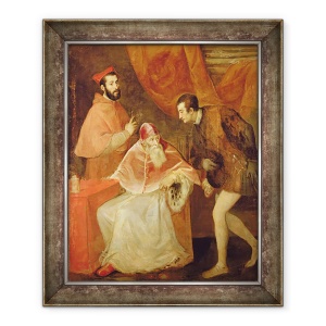 Tablou inramat - Titian - Papa Paul al III-lea 1468-1549 si nepotii sai, 70 x 85 cm